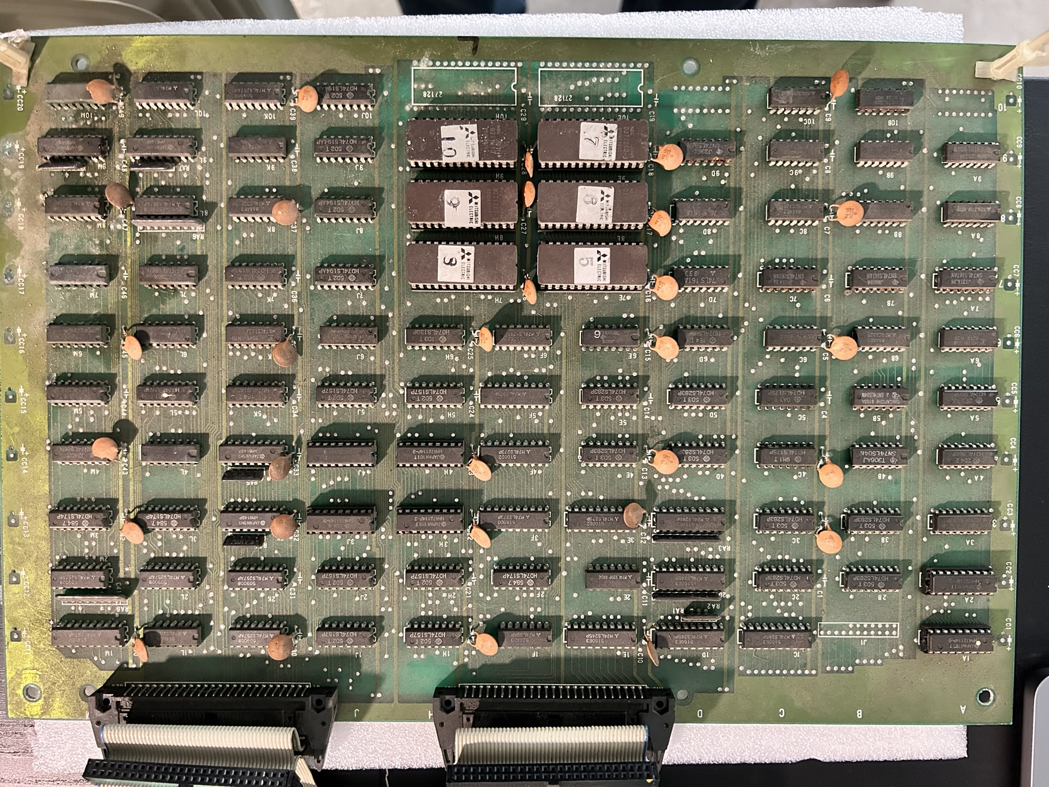 The dirty Commando sprite board, discoloured and corroded